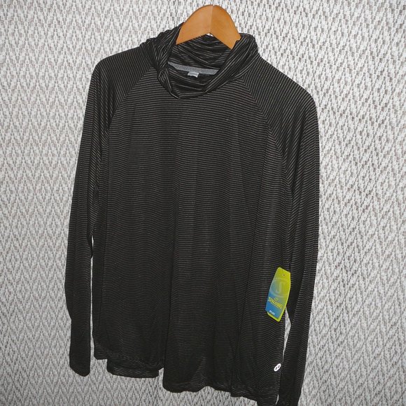 Spalding Speed Dry Black Gold Striped Pullover Turtleneck Athleisure Top 1X NWT - Picture 8 of 11